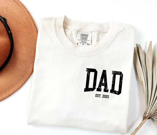 Comfort Colors®  Custom New Dad Shirt EST year Father's Day Daddy Pocket Shirts, Father's Day Gift, New Dad Tshirt, Personalized Dad T-Shirt, Custom Kids Names Shirt, Fathers Day Shirt Fist Bump