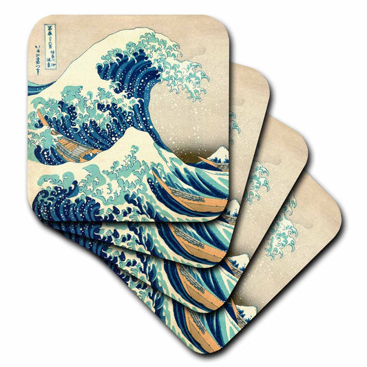 3dRose InspirationzStore Vintage Art - The Great Wave Off Kanagawa by Japanese Artist Hokusai - Dramatic Blue sea Ocean Ukiyo-e Print 1830 - Coasters (CST_155631)