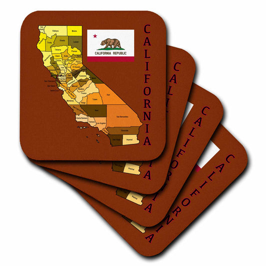 3dRose 777images Flags and Maps - States - Map and flag of the State of California with all counties colored. - Coasters (cst_172011)