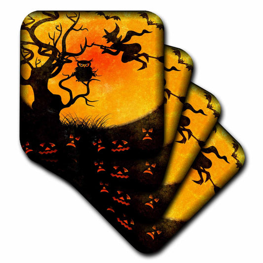 3dRose Susan Brown Designs Halloween Holiday Themes - Halloween Backdrop - Coasters (CST_24144)