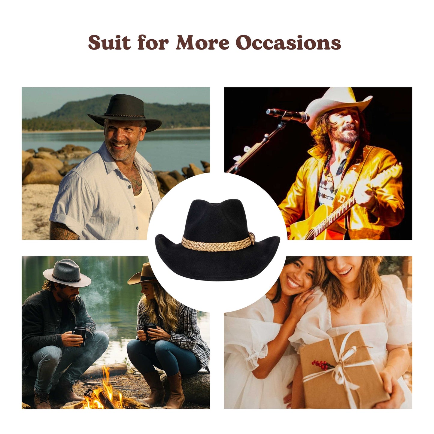 Dusty Trail Black Felt Cowboy Hat