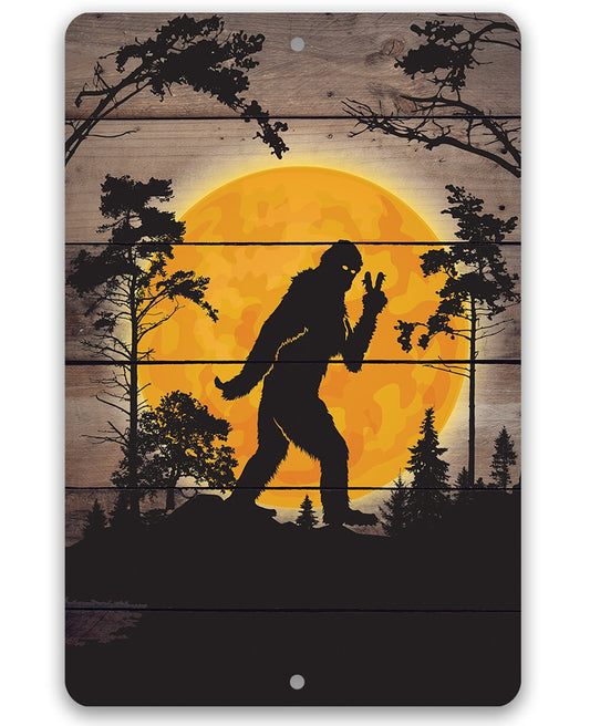 Big Foot in the Woods Peace Sign - Metal Sign