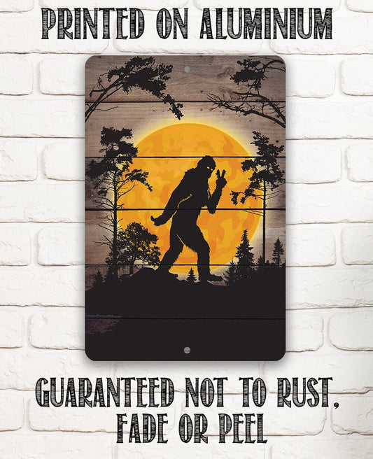 Big Foot in the Woods Peace Sign - Metal Sign