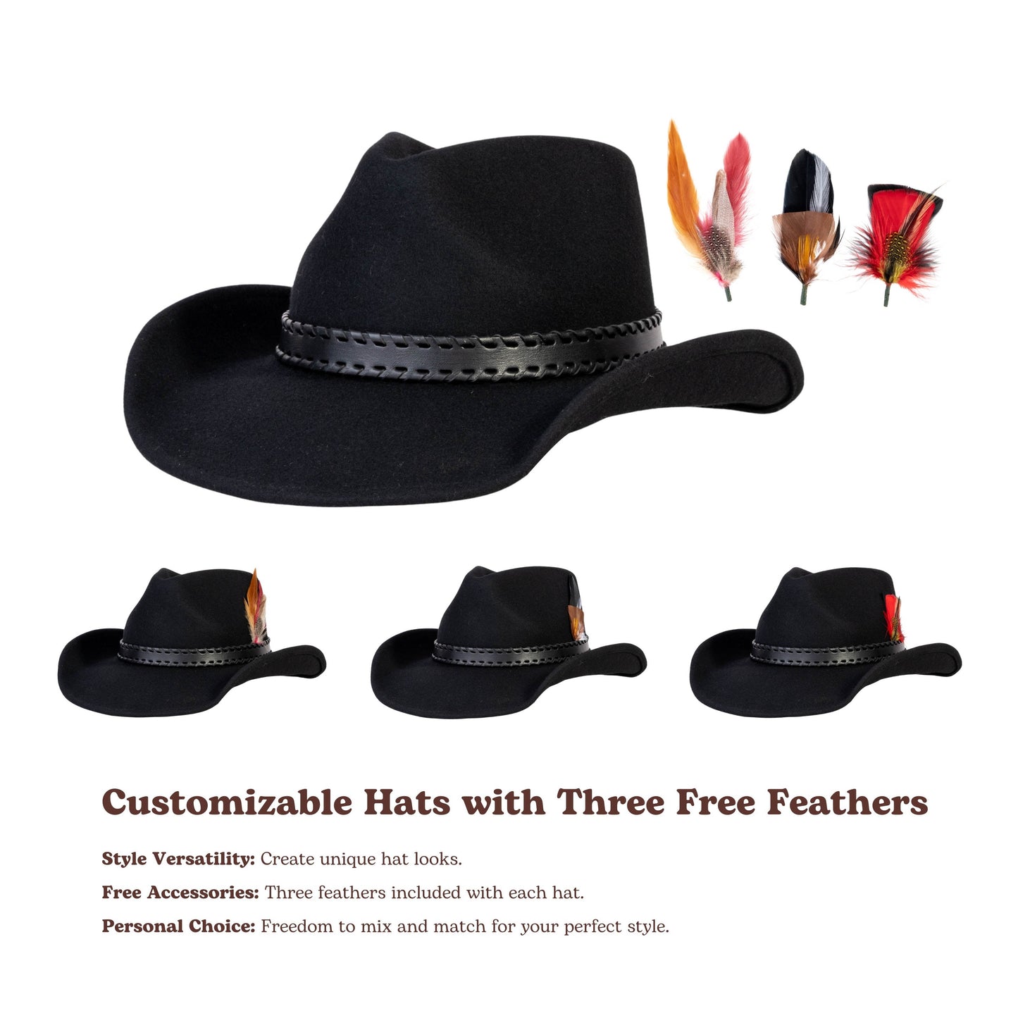 Obsidian Black Felt Cowboy Hat