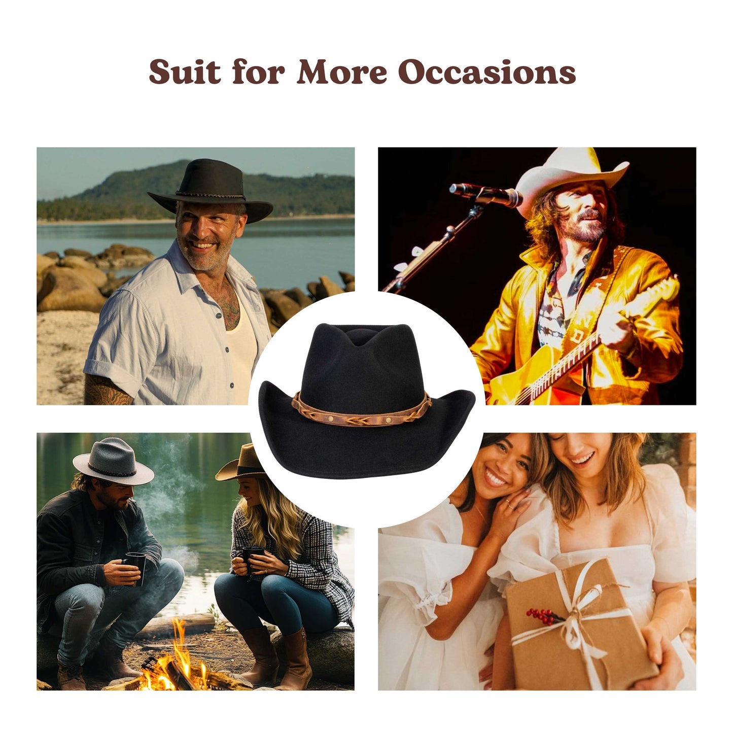 Rustler Black Felt Cowboy Hat