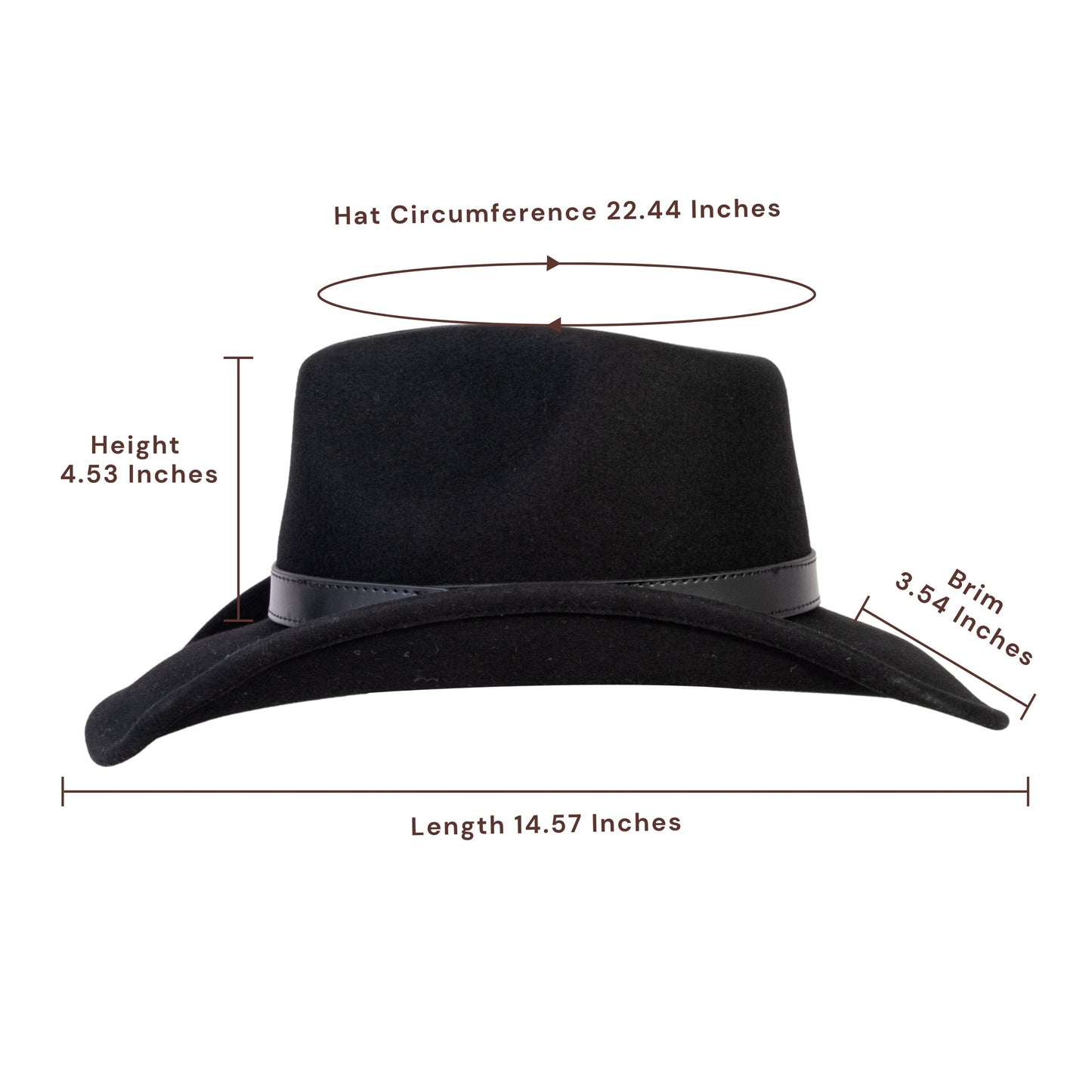 Silver Buckle Black Felt Cowboy Hat