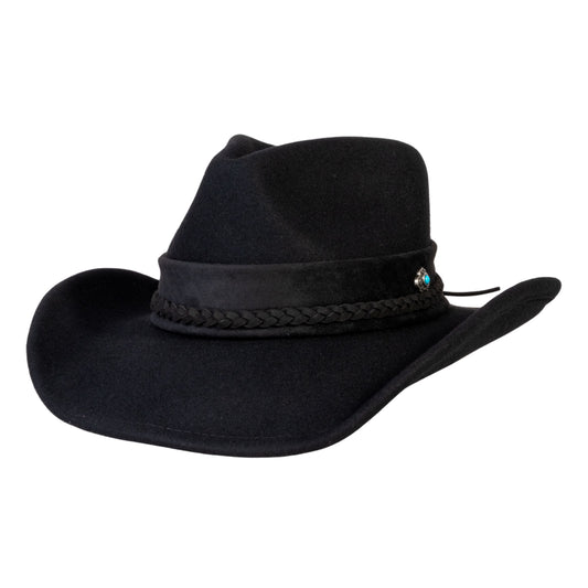 Turquoise Ridge Black Felt Cowboy Hat